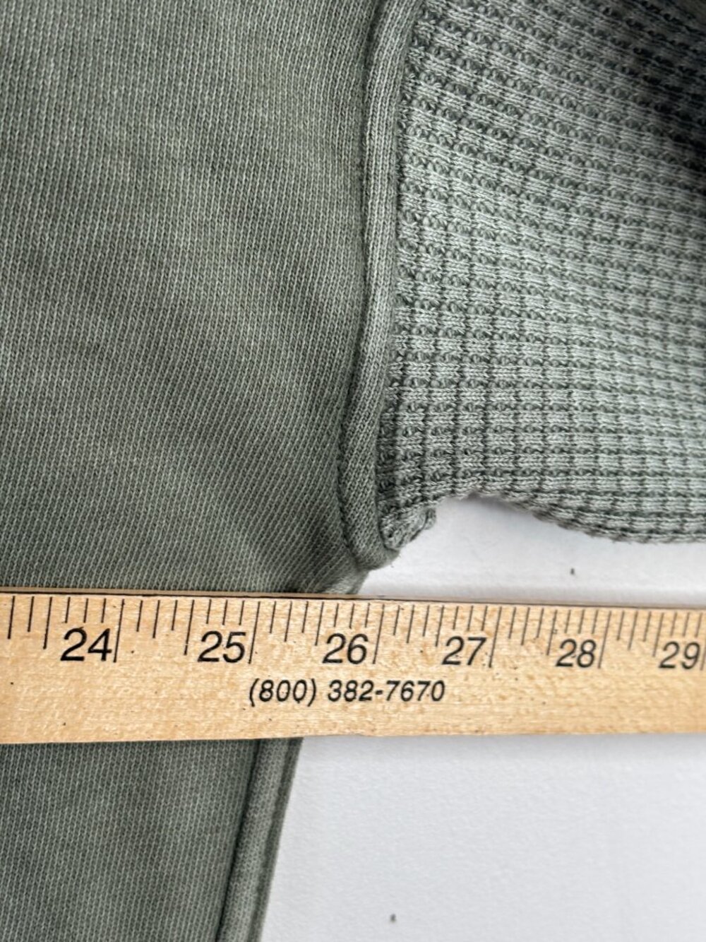Aerie Oversized Crewneck Sweatshirt S Olive Green Waffle Knit Sleeve Slouchy - Picture 9 of 10